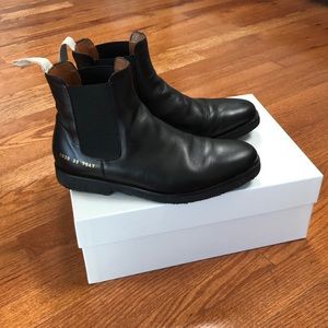 Common Projects Black Leather Chelsea Boots sz 39